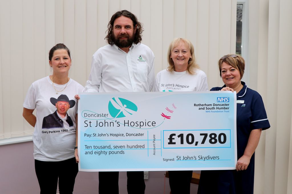 from left to right: Julie French, Kevin Smallman, Lindsey Richards of the hospice and Jo Brooks.