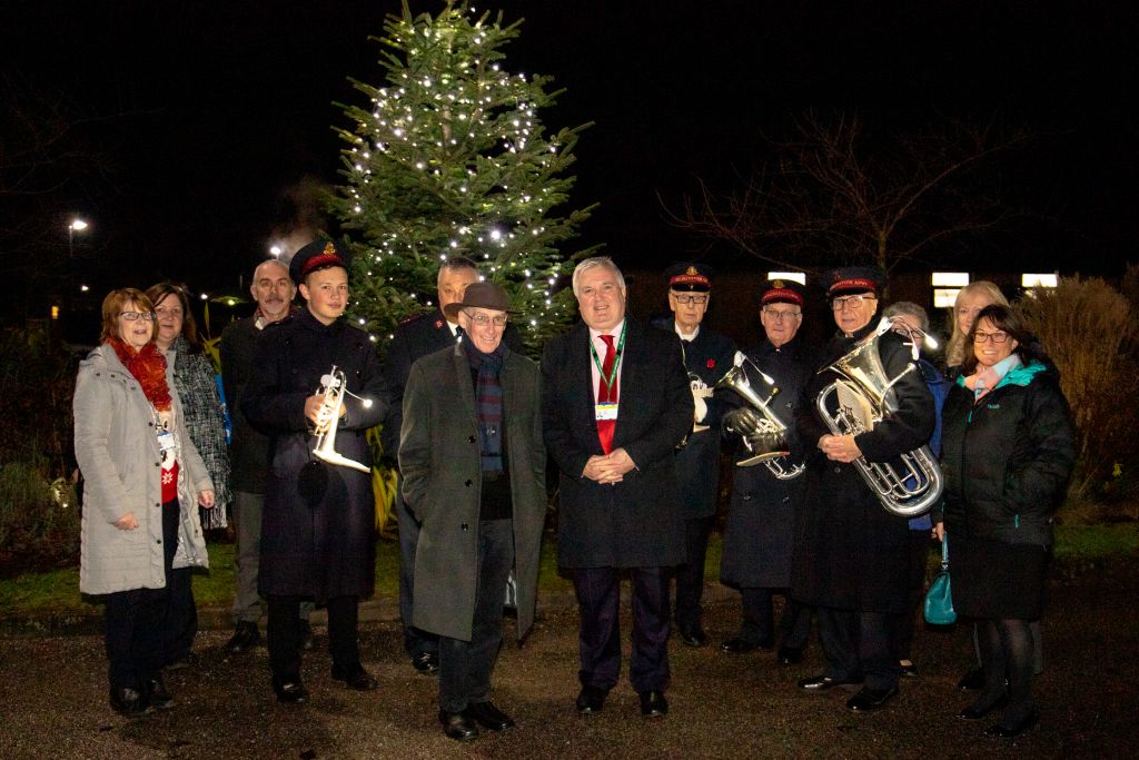 The Salvation Army’s brass band is pictured with RDaSH staff.